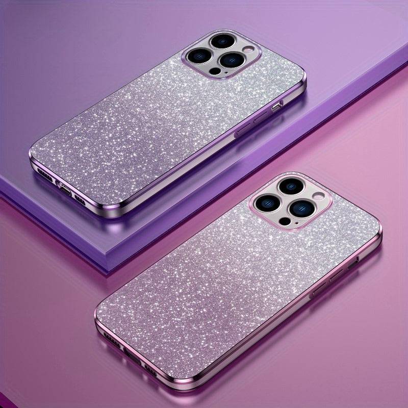 Glitzerndes Silikonetui für iPhone (15-12 Mini, 11 Pro Max) - Schützende Rückabdeckung