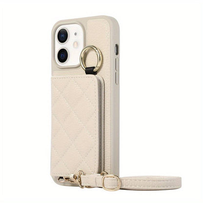 Crossbody Wallet Case für iPhone 15 Pro Max - Praktische Schutzhülle mit Kartenschlitzen und Ringständer