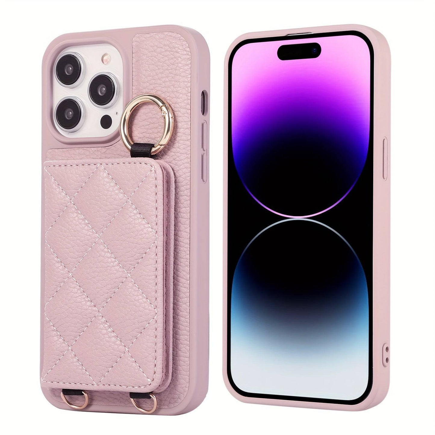 Crossbody Wallet Case für iPhone 15 Pro Max - Praktische Schutzhülle mit Kartenschlitzen und Ringständer