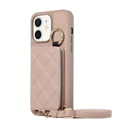 Crossbody Wallet Case für iPhone 15 Pro Max - Praktische Schutzhülle mit Kartenschlitzen und Ringständer