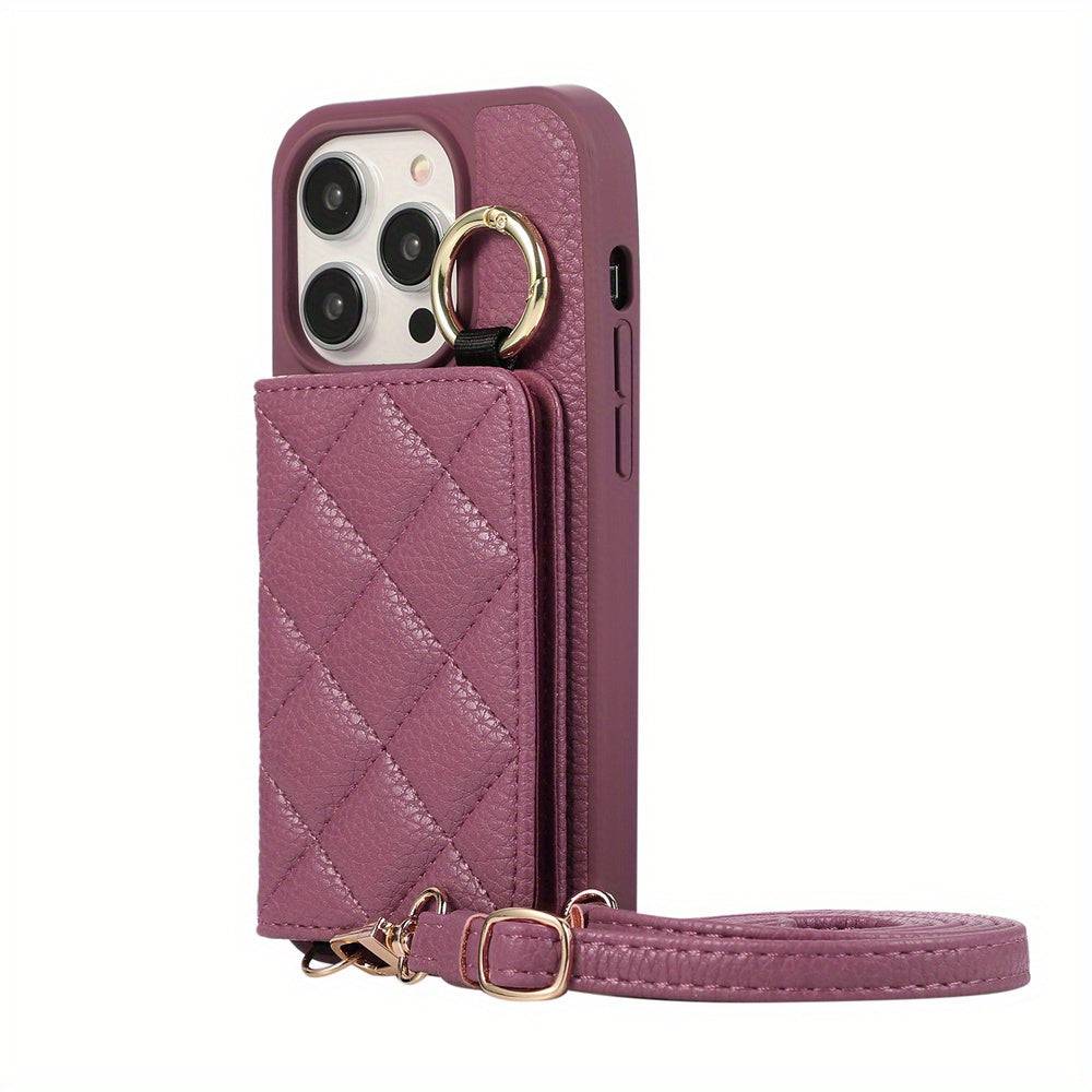 Crossbody Wallet Case für iPhone 15 Pro Max - Praktische Schutzhülle mit Kartenschlitzen und Ringständer