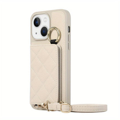 Crossbody Wallet Case für iPhone 15 Pro Max - Praktische Schutzhülle mit Kartenschlitzen und Ringständer