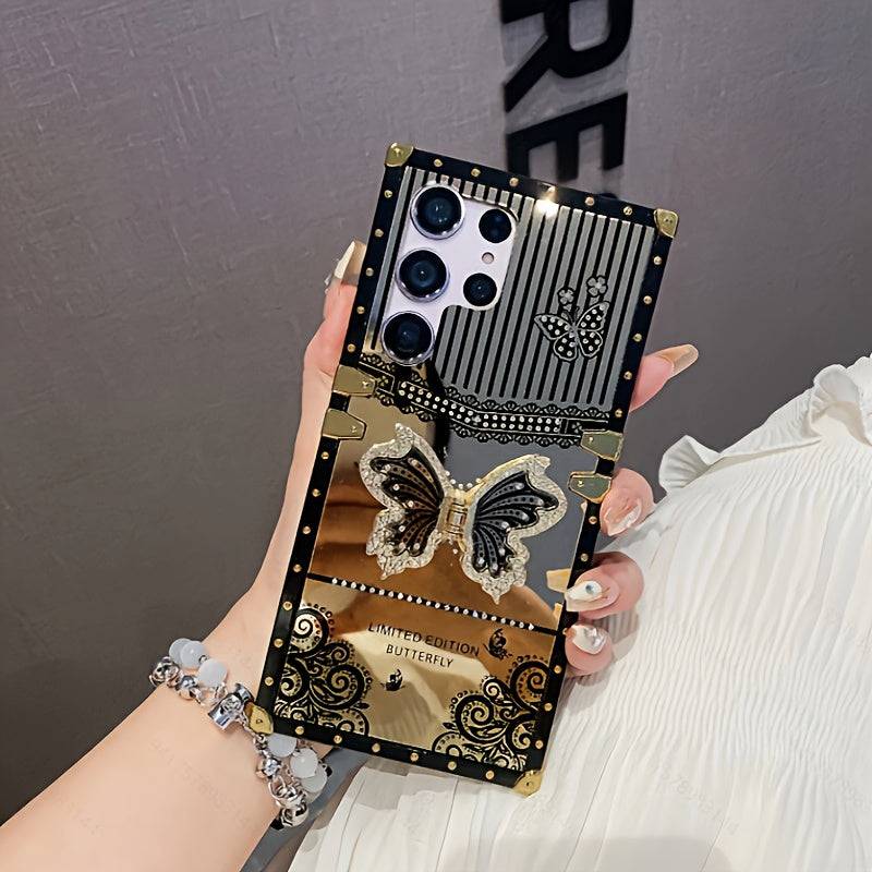 Hochwertige Lila-Schwarze Handyhülle mit Ständer für Samsung Galaxy S24