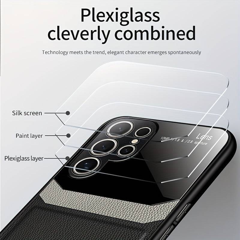 Spiegelnde, stoßfeste Handyhülle aus Kunstleder für Samsung Galaxy S24-Serie.