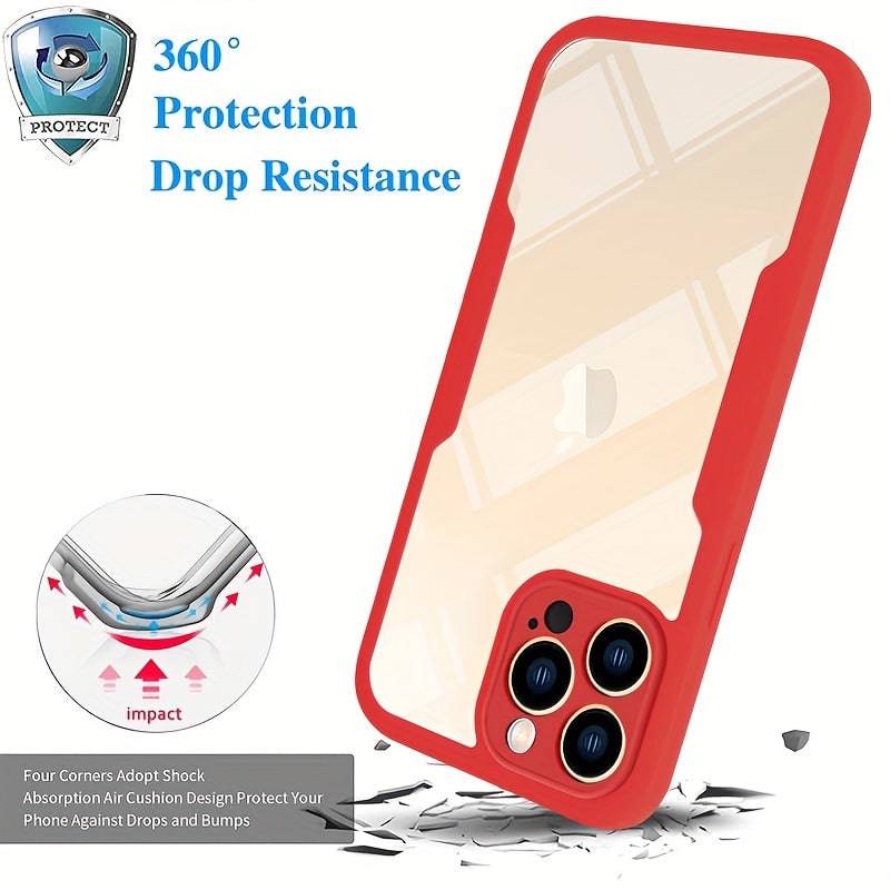 360° Vollschutz Transparente Handyhülle für iPhone 14 Pro Max - Weicher Film + Harte Rückseite - Passend für iPhone 11, 12, 13, 15 Pro Max, X, XS, XR, 8, 7 Plus, Mini, SE