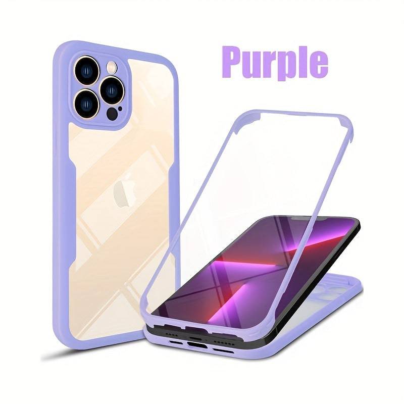 360° Vollschutz Transparente Handyhülle für iPhone 14 Pro Max - Weicher Film + Harte Rückseite - Passend für iPhone 11, 12, 13, 15 Pro Max, X, XS, XR, 8, 7 Plus, Mini, SE