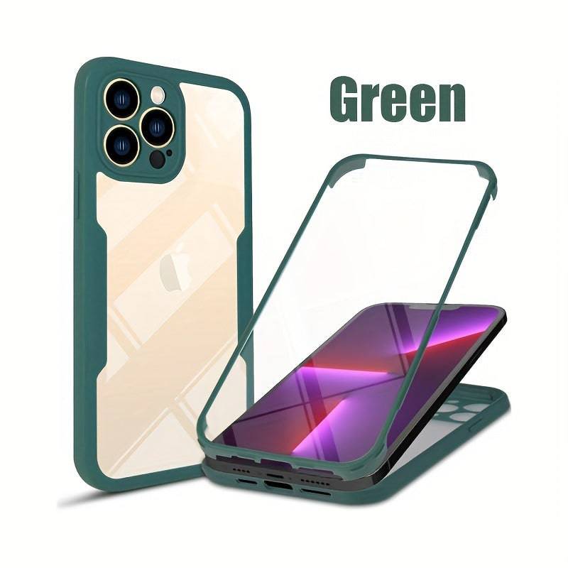 360° Vollschutz Transparente Handyhülle für iPhone 14 Pro Max - Weicher Film + Harte Rückseite - Passend für iPhone 11, 12, 13, 15 Pro Max, X, XS, XR, 8, 7 Plus, Mini, SE