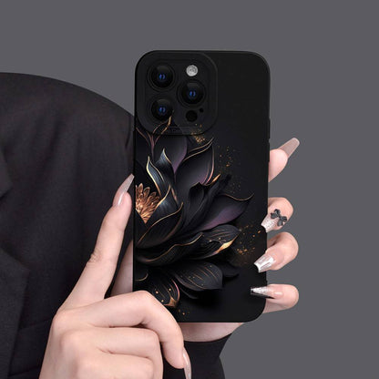 Lotus-Muster Handyhülle - Stoßfest, Transparent, für verschiedene iPhone Modelle.