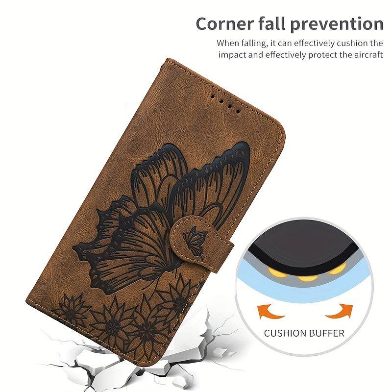 Schmetterlingsgrafik Kunstleder Flip Cover - Das stilvolle Wallet Case für iPhone 15/15pro/15pro Max/15plus