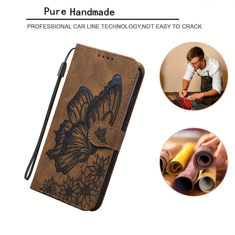 Schmetterlingsgrafik Kunstleder Flip Cover - Das stilvolle Wallet Case für iPhone 15/15pro/15pro Max/15plus