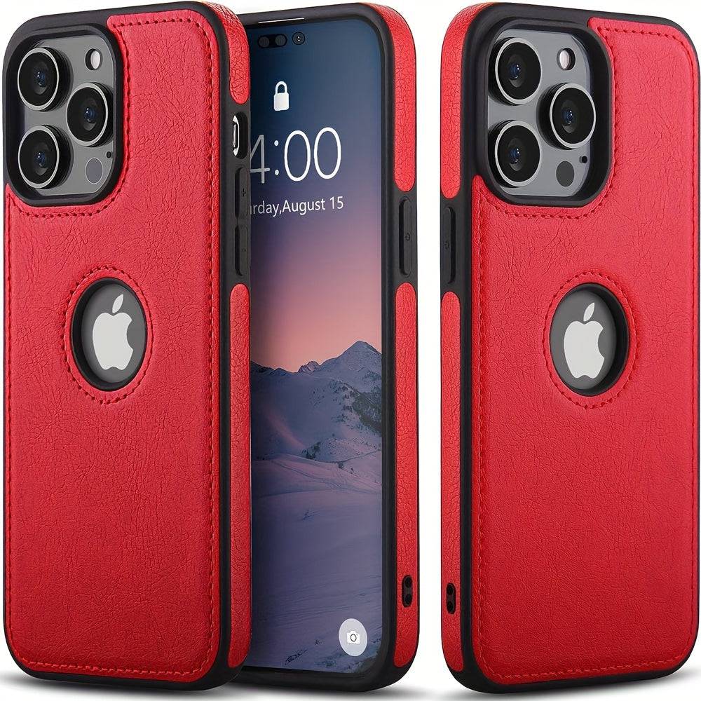 Dünnes Luxus-PU-Kunstleder-Cover für iPhone Modelle 7-15 Pro Max