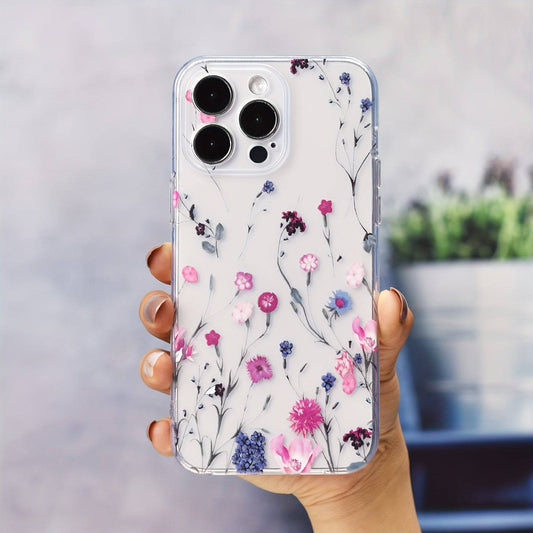 Pink Purple Flowers Pattern Design Schutzhülle für Apple IPhone 14 13 12 11 X XS XR 8 7 Plus Pro Max Mini SE