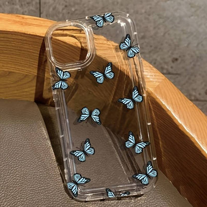 Schmetterlingsblaue Anti-Fall-Handyhülle - iPhone Kompatibel.