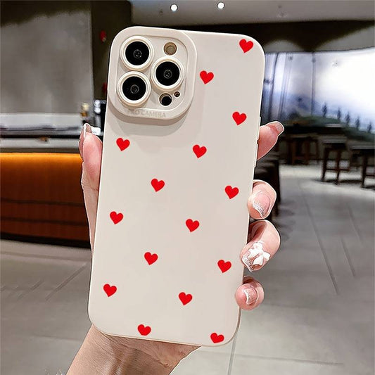 Transparente Silikon-rote Liebes-Herz-Telefon-Hülle für iPhone 14 Pro Max etc.: Romantik Edition
