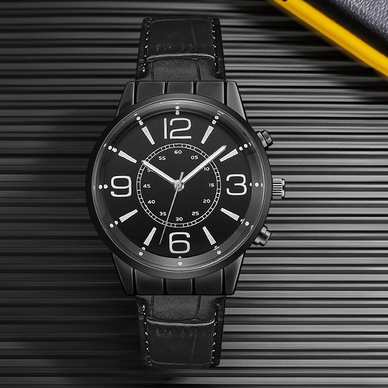 Herren-Quarzuhr mit PU-Lederarmband und stilvollem Zifferblatt