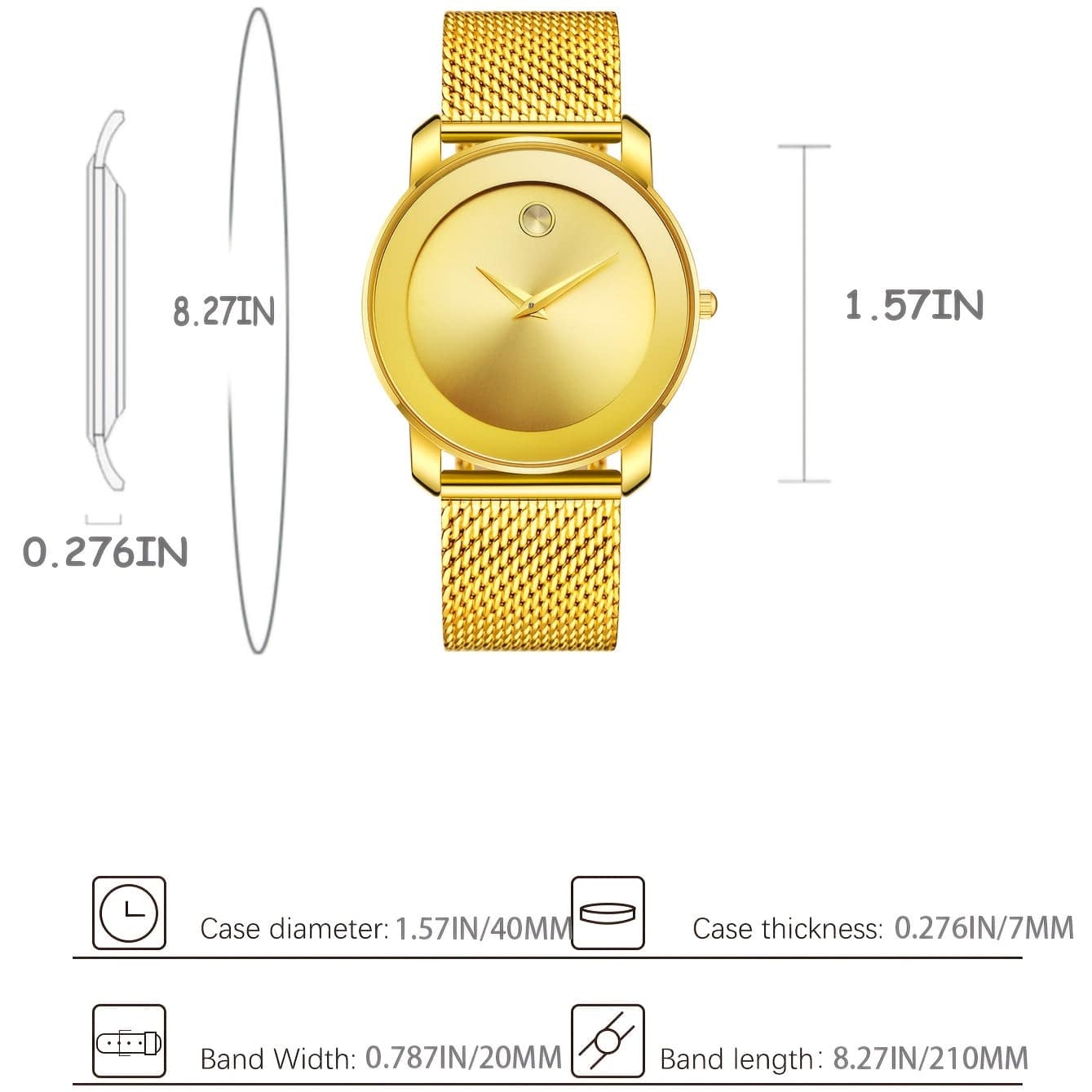 Mode Uhr aus Edelstahl wasserdicht - Casual Gold Rund - Für Frauen & Männer