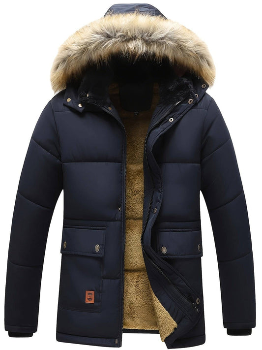 3-in-1 Herren-Winterjacke: Sherpa-Futter, abnehmbare Baumwoll-Fütterung, parkaähnlich