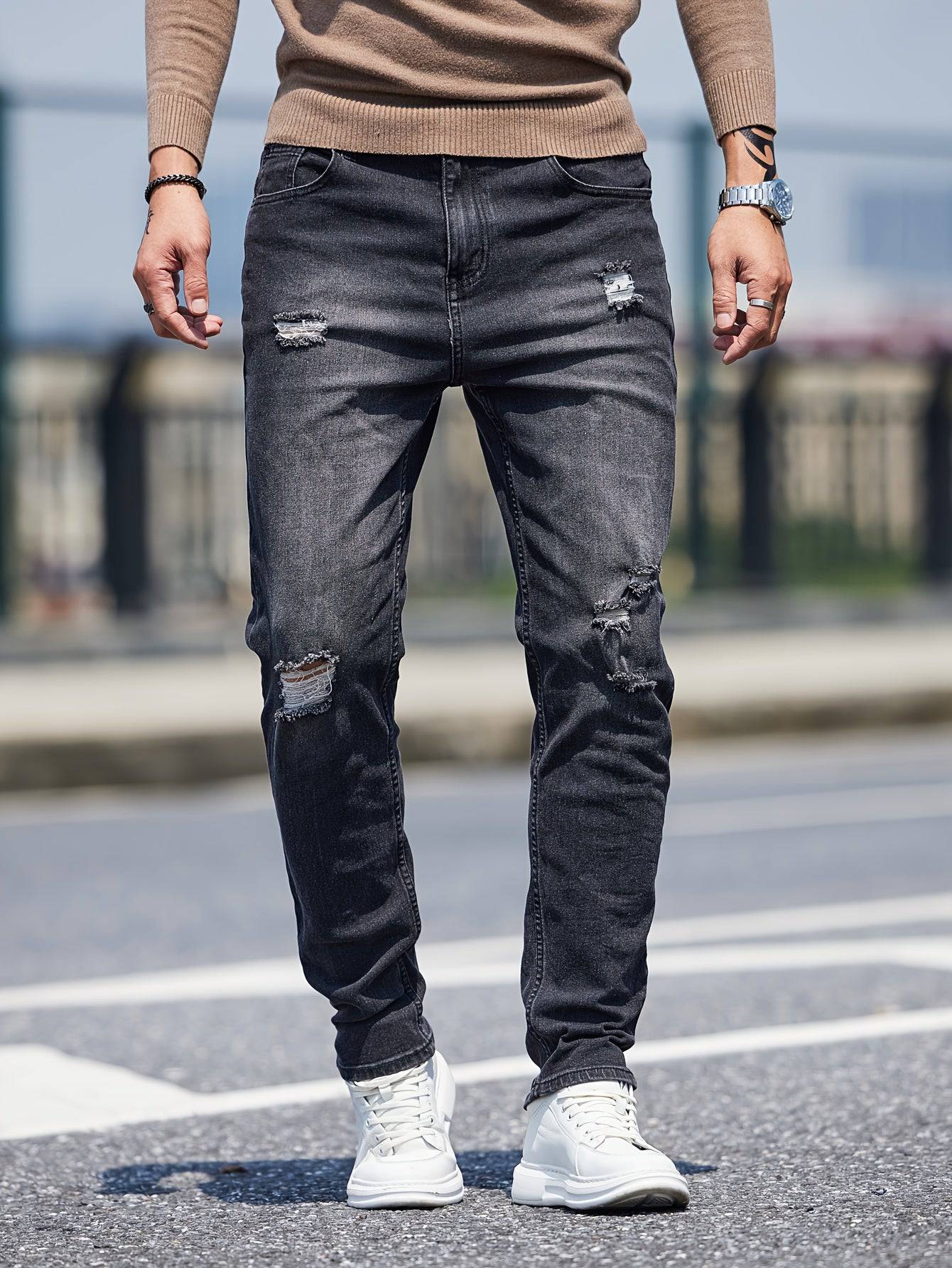 Herren Skinny Jeans - lässiger Street-Style in zerrissenem Stretch-Denim