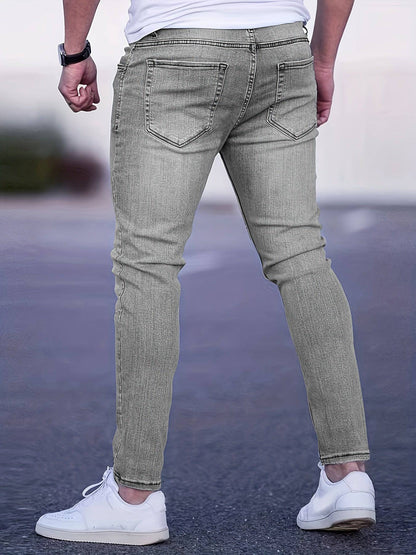 Zerrissene Slim-Fit-Jeans Für Herren – Der stylische Weg zum Street-Style!