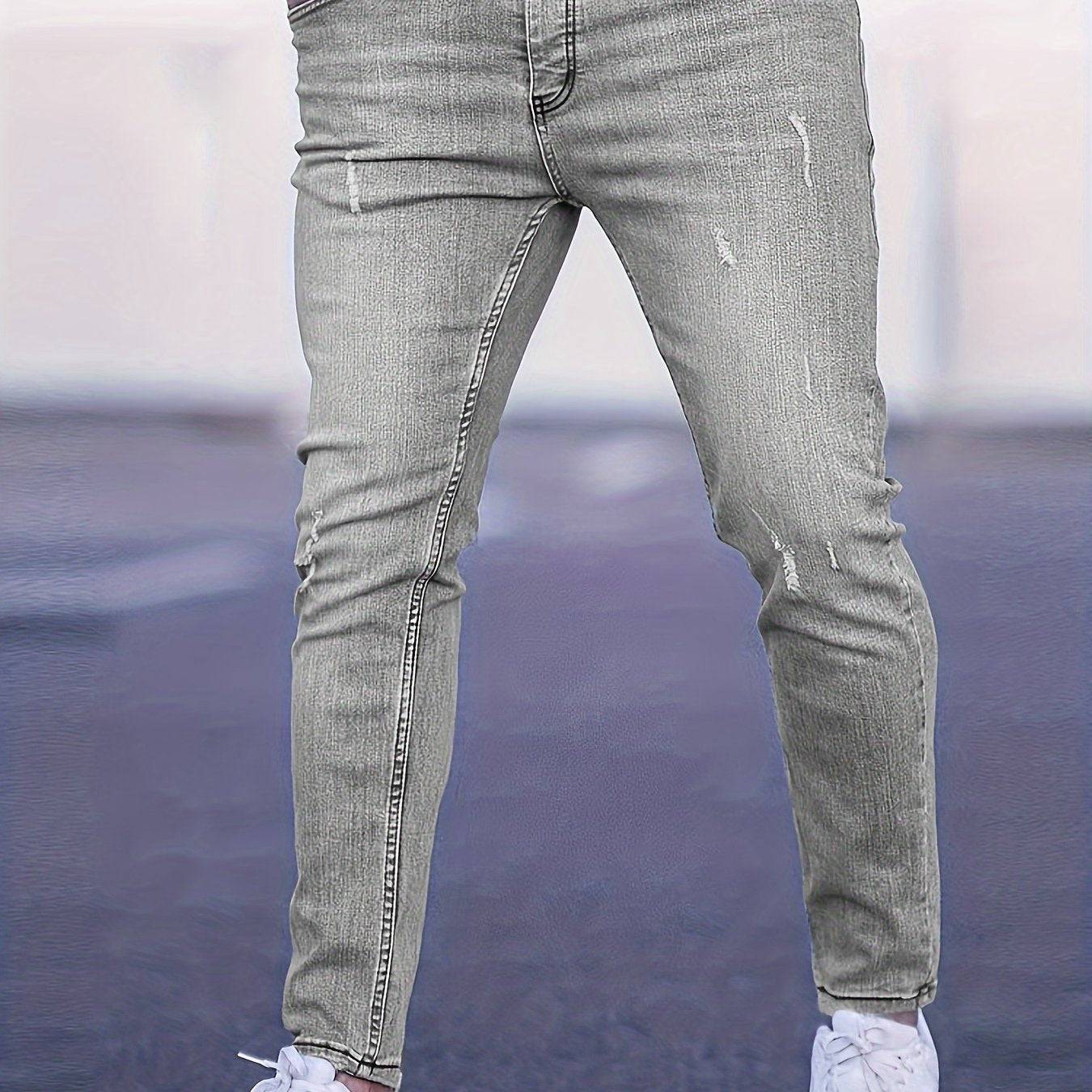 Zerrissene Slim-Fit-Jeans Für Herren – Der stylische Weg zum Street-Style!