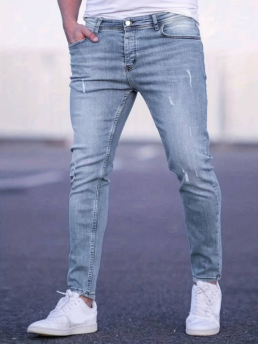 Zerrissene Slim-Fit-Jeans Für Herren – Der stylische Weg zum Street-Style!