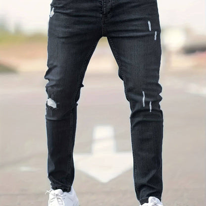 Zerrissene Baumwoll-Slim-Fit-Jeans für Herren - Lässiger Frühling/Sommer Street-Style