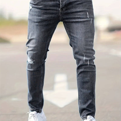 Zerrissene Baumwoll-Slim-Fit-Jeans für Herren - Lässiger Frühling/Sommer Street-Style