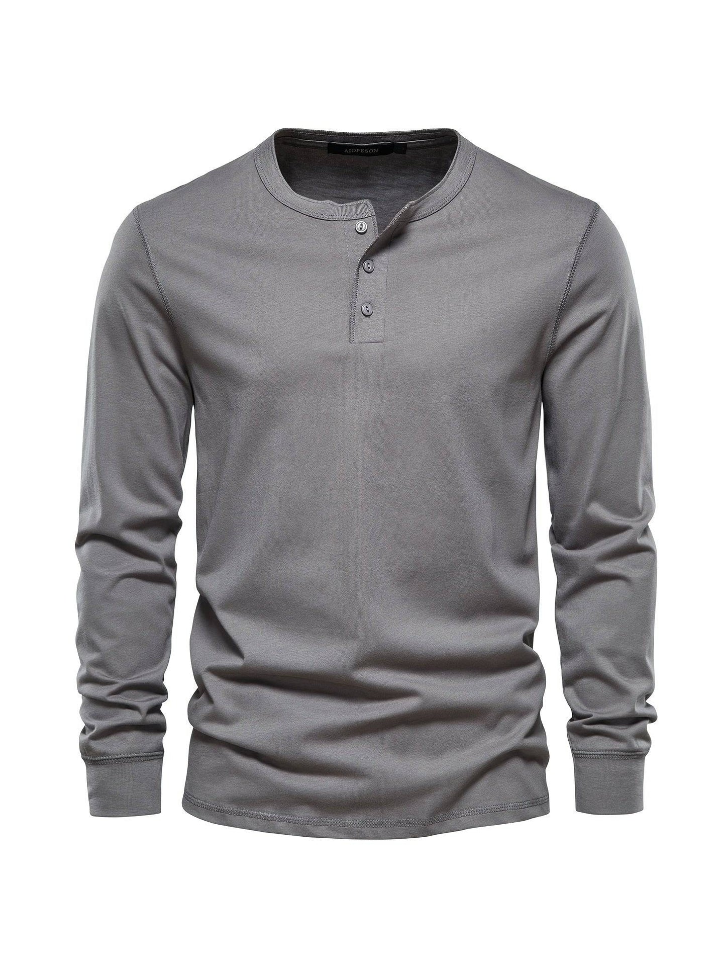 Stilvolles Langarm Shirt mit Henley-Kragen für Männer