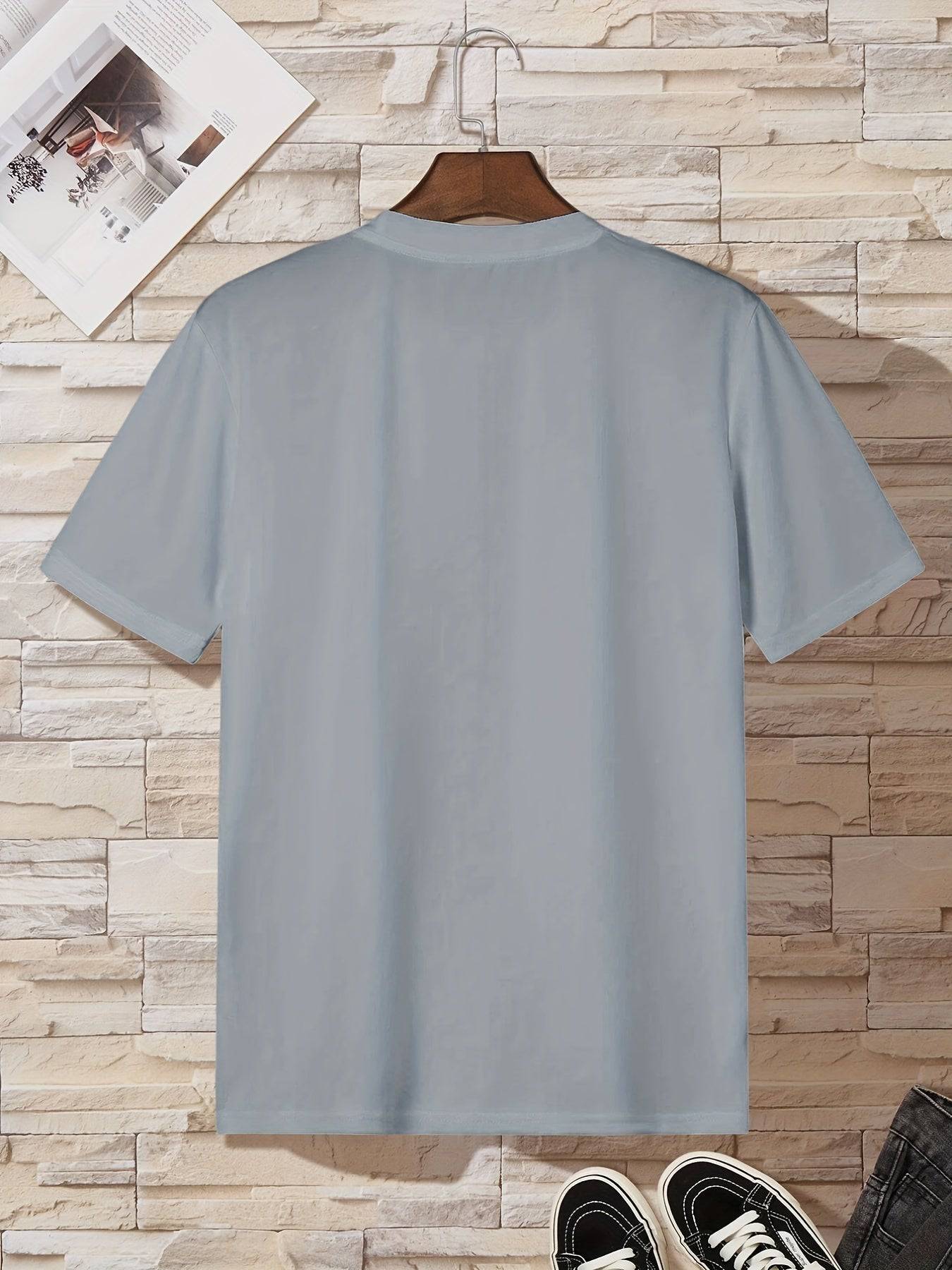 Lässiges, leicht dehnbares Kurzarm-T-Shirt mit Rundhalsausschnitt, Herren-Freizeit-T-Shirt