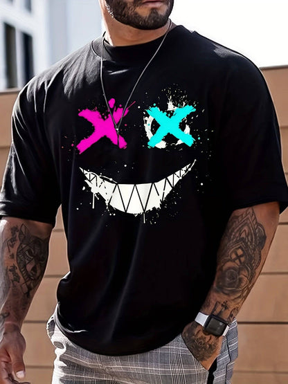 Graffiti Style Smiling Face Herren T-Shirt, Herren Outfits