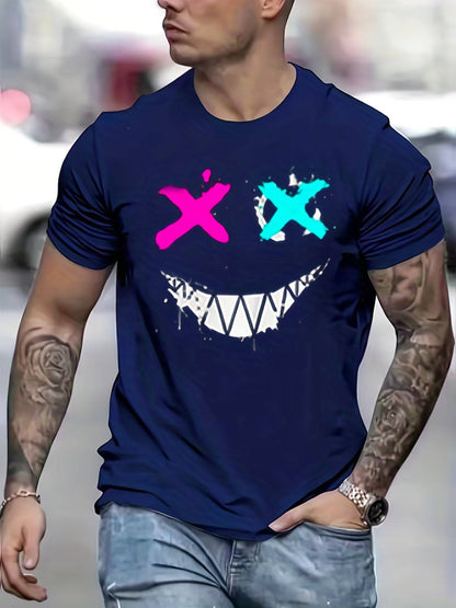 Graffiti Style Smiling Face Herren T-Shirt, Herren Outfits