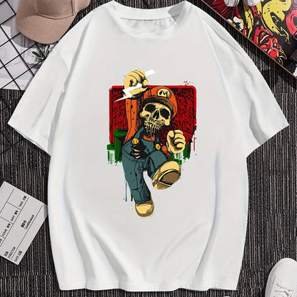 Herren T-Shirt mit Super Mario Totenkopf