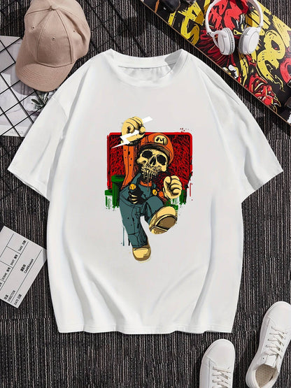 Herren T-Shirt mit Super Mario Totenkopf