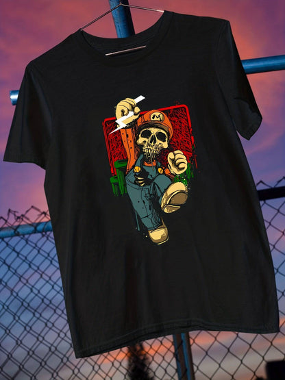 Herren T-Shirt mit Super Mario Totenkopf