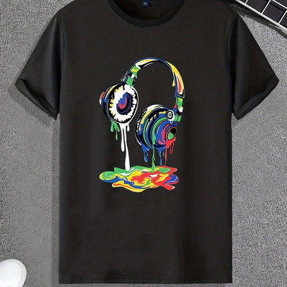 Schmelzendes Headset Druck T-Shirt für Herren, Männer Outfit, Geschenkidee