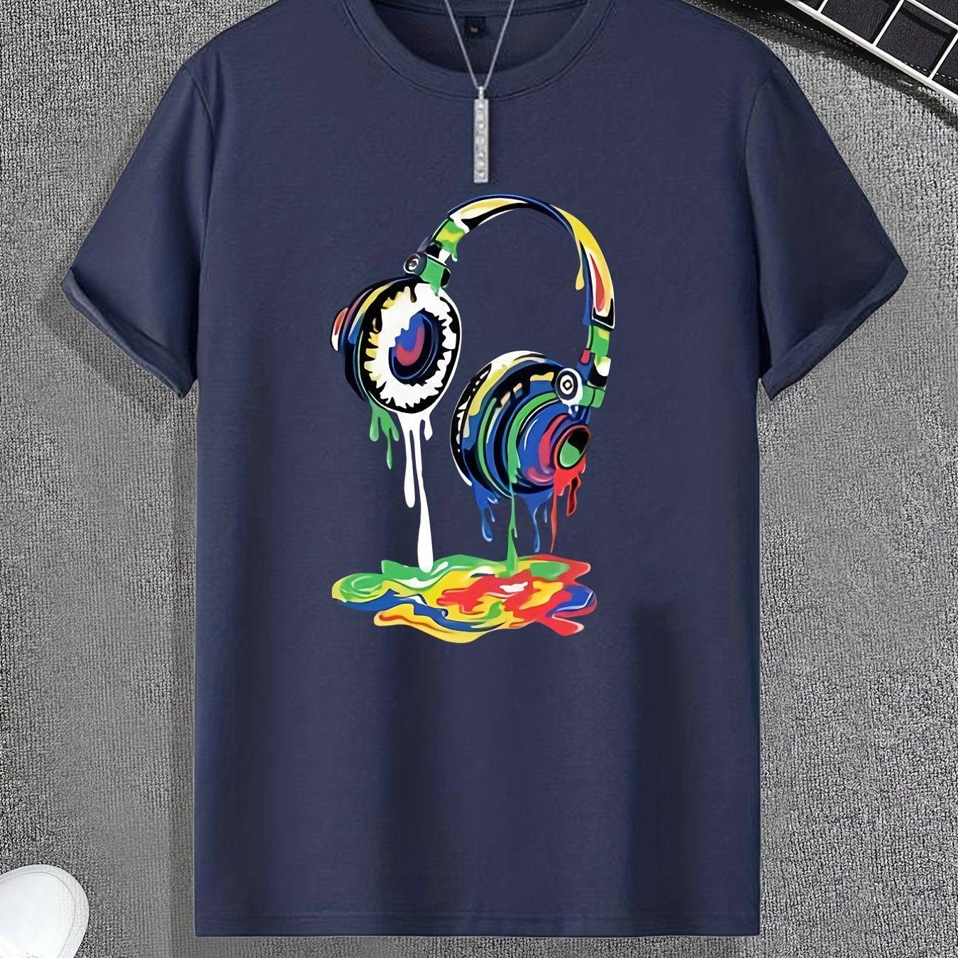 Schmelzendes Headset Druck T-Shirt für Herren, Männer Outfit, Geschenkidee