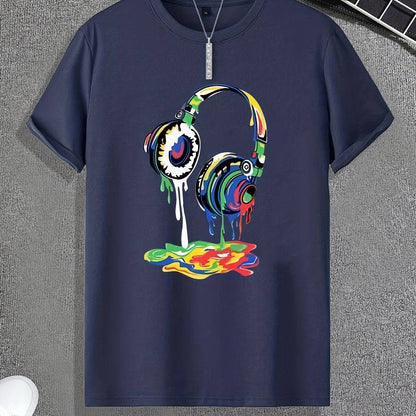 Schmelzendes Headset Druck T-Shirt für Herren, Männer Outfit, Geschenkidee