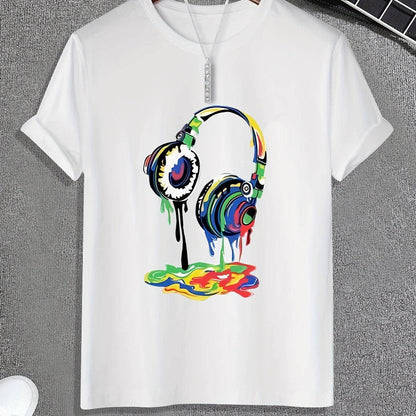 Schmelzendes Headset Druck T-Shirt für Herren, Männer Outfit, Geschenkidee