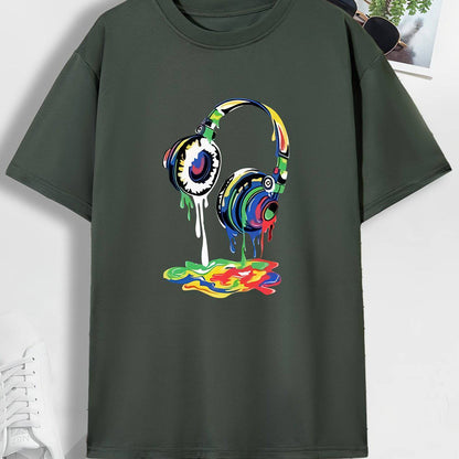 Schmelzendes Headset Druck T-Shirt für Herren, Männer Outfit, Geschenkidee