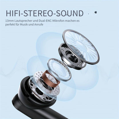 Drahtlose Ohrhörer - 60 Std. Hörzeit, HiFi Sound, wasserdicht, LED-Anzeige, für TV und Sport