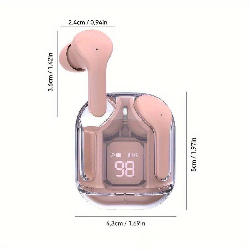 Transparente TWS Ohrhörer - Coverless Design, Wireless V5.3, Touch Button, Freisprecheinrichtung, Batteriekapazität Digitalanzeige