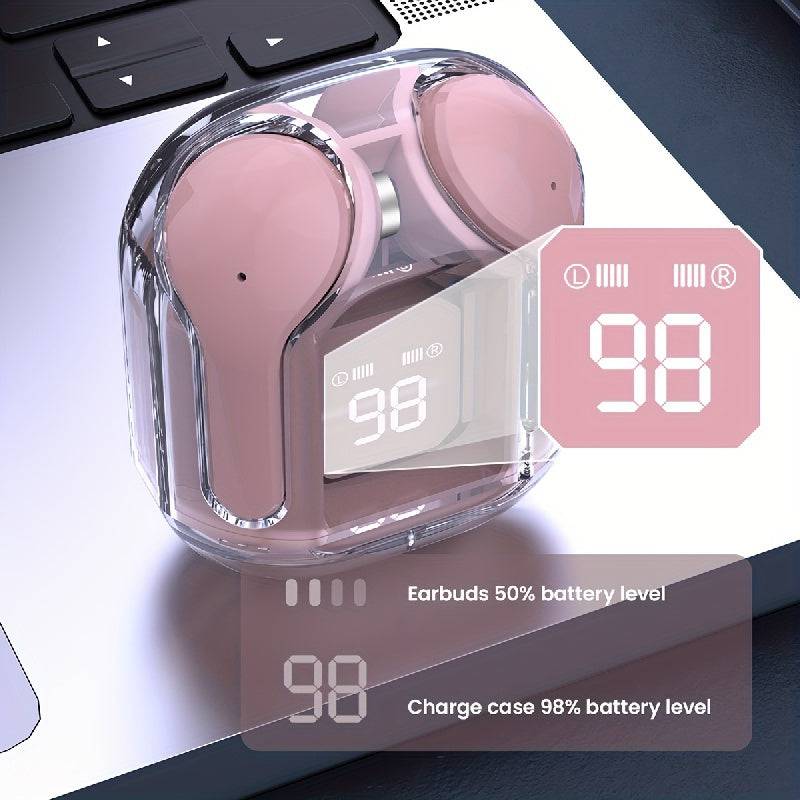 Transparente TWS Ohrhörer - Coverless Design, Wireless V5.3, Touch Button, Freisprecheinrichtung, Batteriekapazität Digitalanzeige