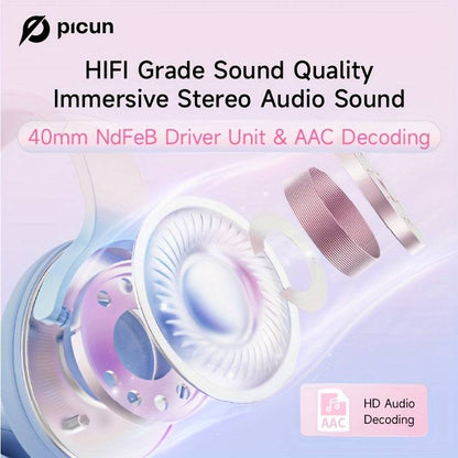 Picun Queen Wireless-Kopfhörer Over-Ear: Faltbar, 65h Wiedergabezeit (Handy, PC), Weich & Leicht