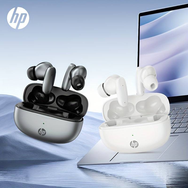 HP True Wireless Kopfhörer - Umgebungsgeräuschunterdrückung, kompatibel mit iPhone und Android, integriertes Mikrofon, IPX4 wasserfest, schweißresistent, kabellos.