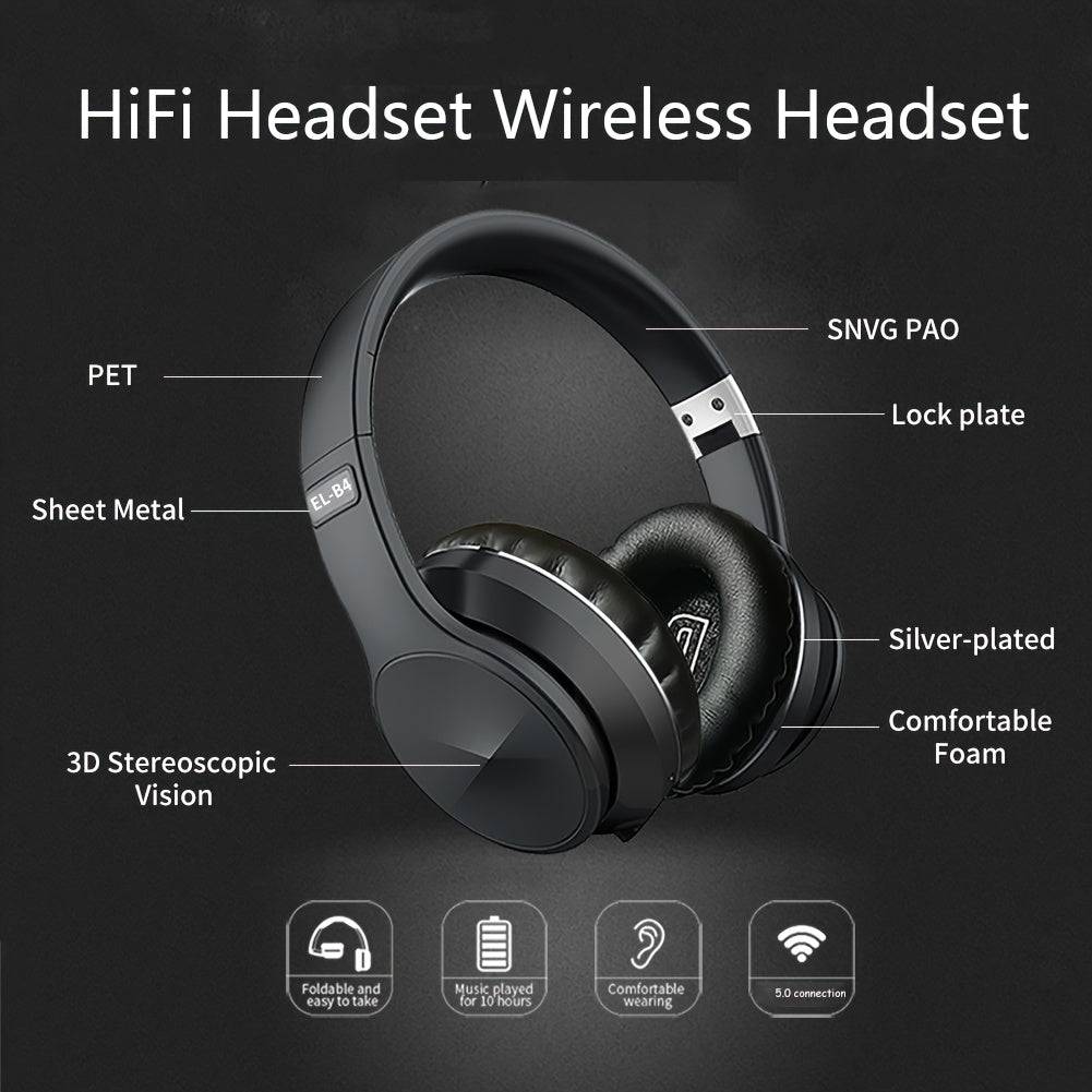 Wireless Over-Ear Headset mit Mikrofon, HD-Mikrofon, HiFi-Sound, Tiefer Bass - Perfekt für Handy, PC und Zuhause!
