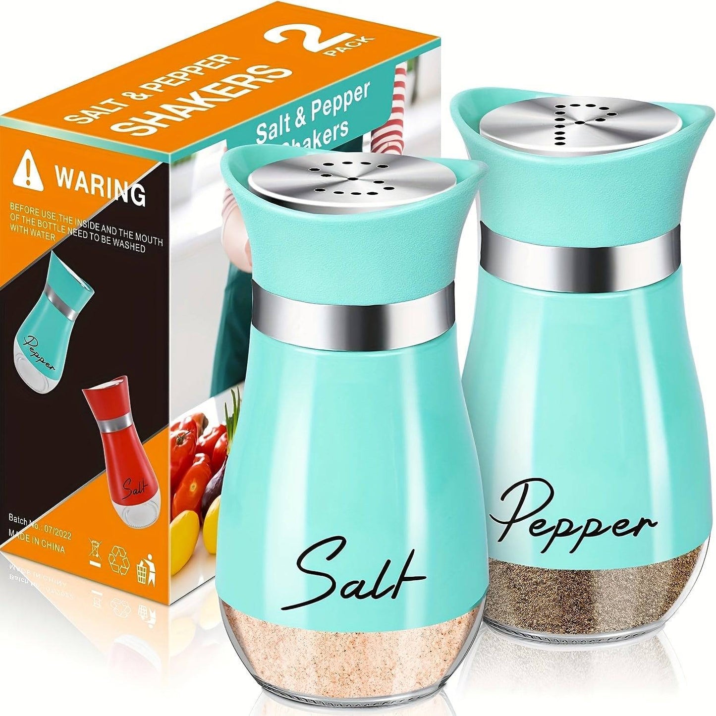 Salz- und Pfefferstreuer-Set in Glas, nachfüllbar, für Küche, Tisch, Camping, BBQ (4 Oz)