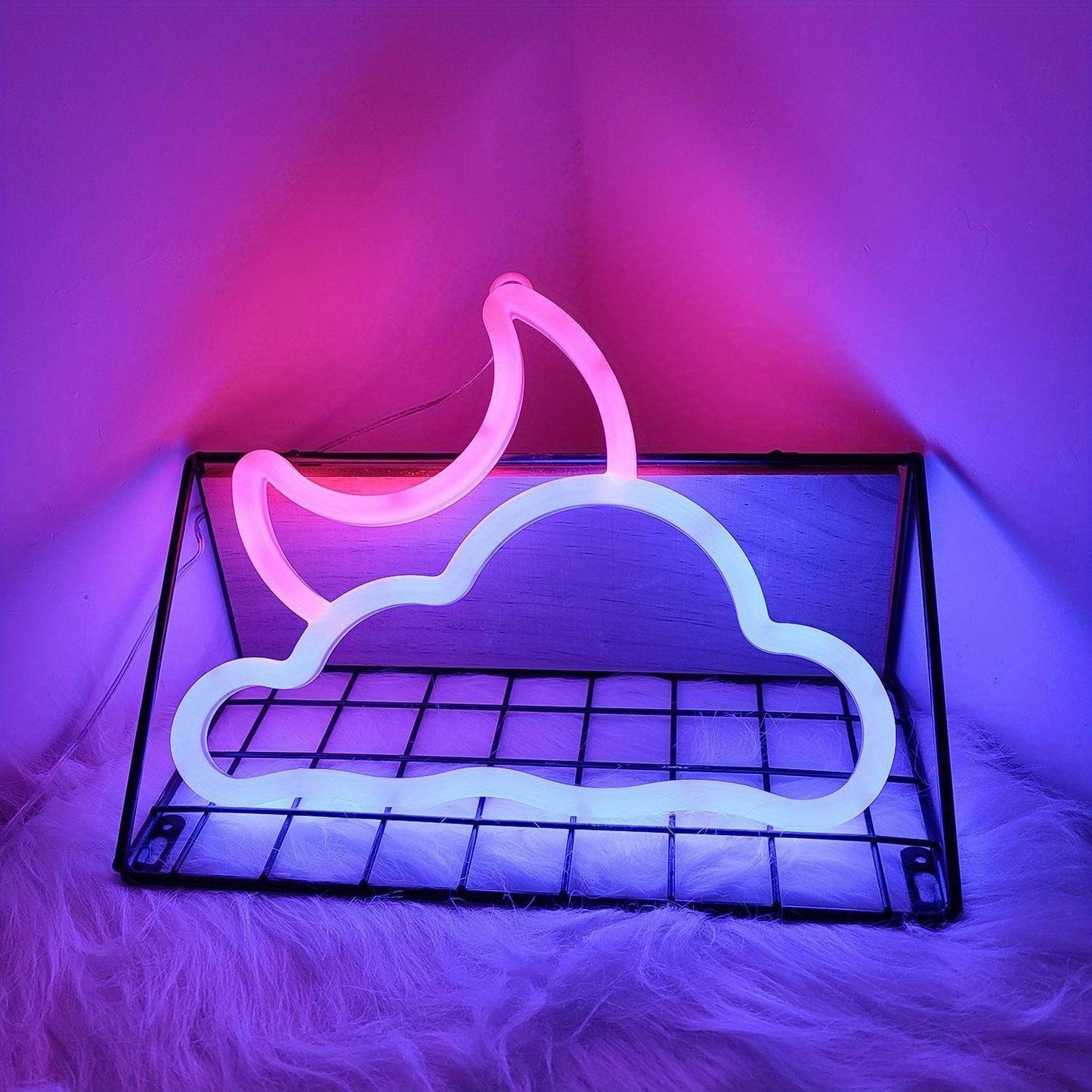 Leuchtendes LED-Neonlicht: Mondwolken-Acryl-Gamepad, 25x17cm, Wanddekoration