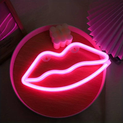 LED Lippen-Neonschild - Party-Deko für Mädchenzimmer und Hochzeit