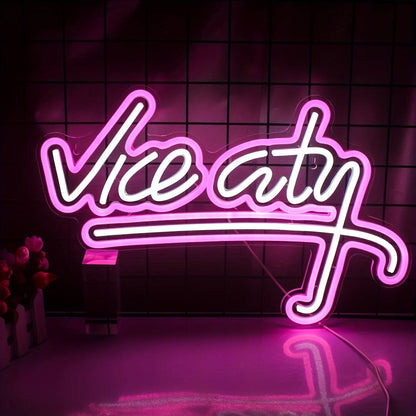 Vice City Neonlicht - Rosa LED-Logo für Spielzimmer, Bars und private Räume (46,99 x 28,96 cm)