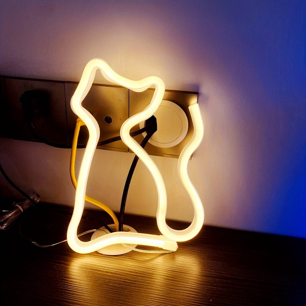 Katzen-Neonlichter für Wanddekoration - USB/Batteriebetrieben, niedlich und stilvoll.